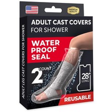 100 Waterproof Cast Covers for Shower Leg - 2pk - Half - 28", Clear