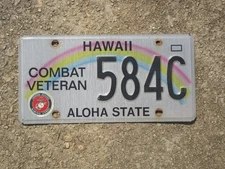 Hawaii Combat Veteran License Plate Army Nace Air Force Marines Coast Guard 548C