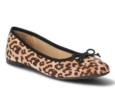 Time & Tru Women's Slip On Leopard Print String Bow Ballet Flats NWT Size 9