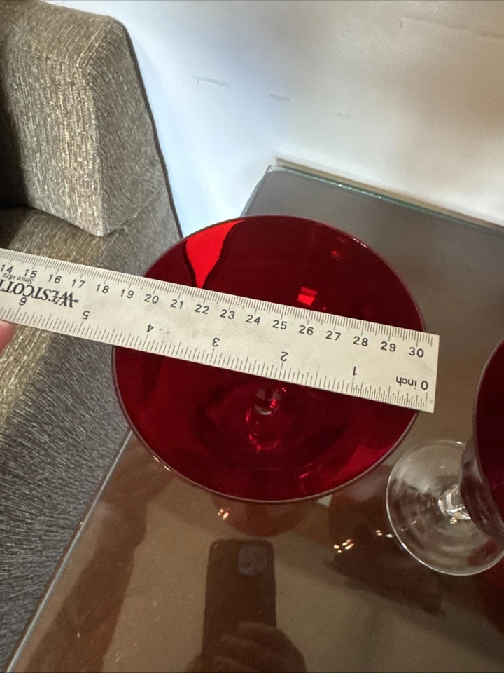 Juego de 4 copas de agua Home Essentials sopladas a mano 7 1/4 rojo rubí 12 OZ sin precio base usadas Foto 3 de 4