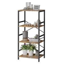 Whitmor 4 Tier Bookshelf - Small Book Shelf Industrial Bookcase, Metal Book Case