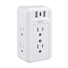 Clear Power Multi Plug Outlet Extender, 6-Outlet Splitter with 3 USB Ports 1...