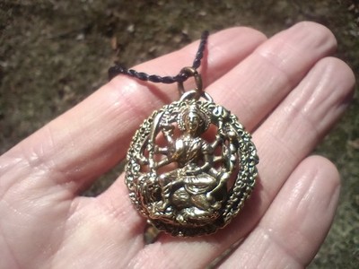 Brass Metal Hindu Durga God pendant necklace 1.2''