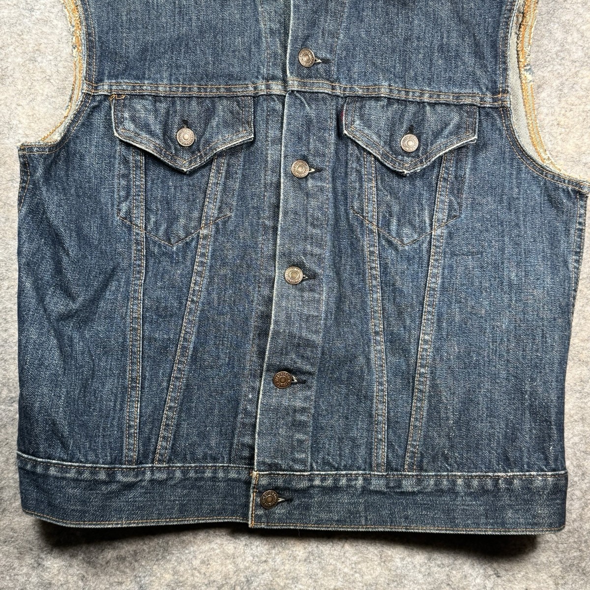 70’s Levi’s biker team vest Vintage 70s Levis Denim Vest Mens Size M/L 21x24 Harley Davidson