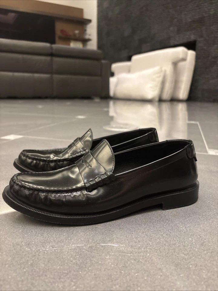 Saint Laurent Paris Le Mocasines Penny Mujer EU 37.5 US 7.5 Cuero Negro Foto 2 de 4