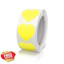 Yellow Heart Stickers Roll, 1 Inch Valentine Love Labels, 500 Pcs