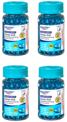 4 PACK Equate Maximum Strength Diphenhydramine Sleep-Aid Softgels 50 mg 400 Ct 