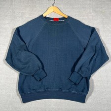 Unbranded Vintage Raglan Sleeve Crewneck Sweatshirt Mens Large Blue Cotton Blend