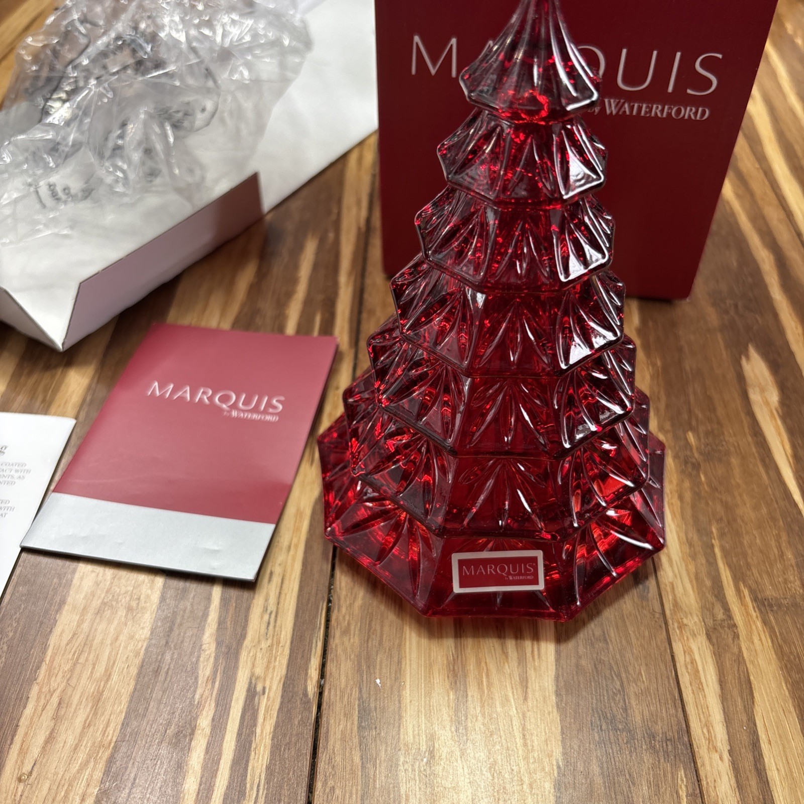 Waterford Marquis Red 6.5 Inch Crystal Christmas Tree with Original Box