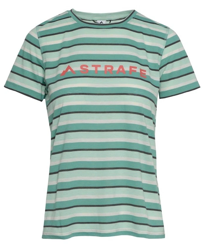 $79 Strafe Women's Vital Merino Short Sleeve Shirt-Aqua Stripe-Medium - New Tag