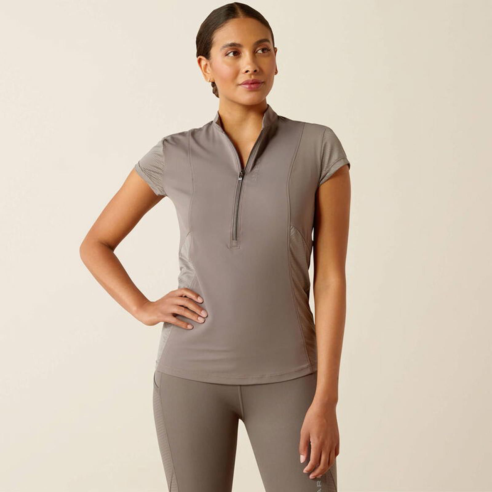 Ariat Breathe 1/2 Zip Cap Sleeve Base Layer - Plum Grey