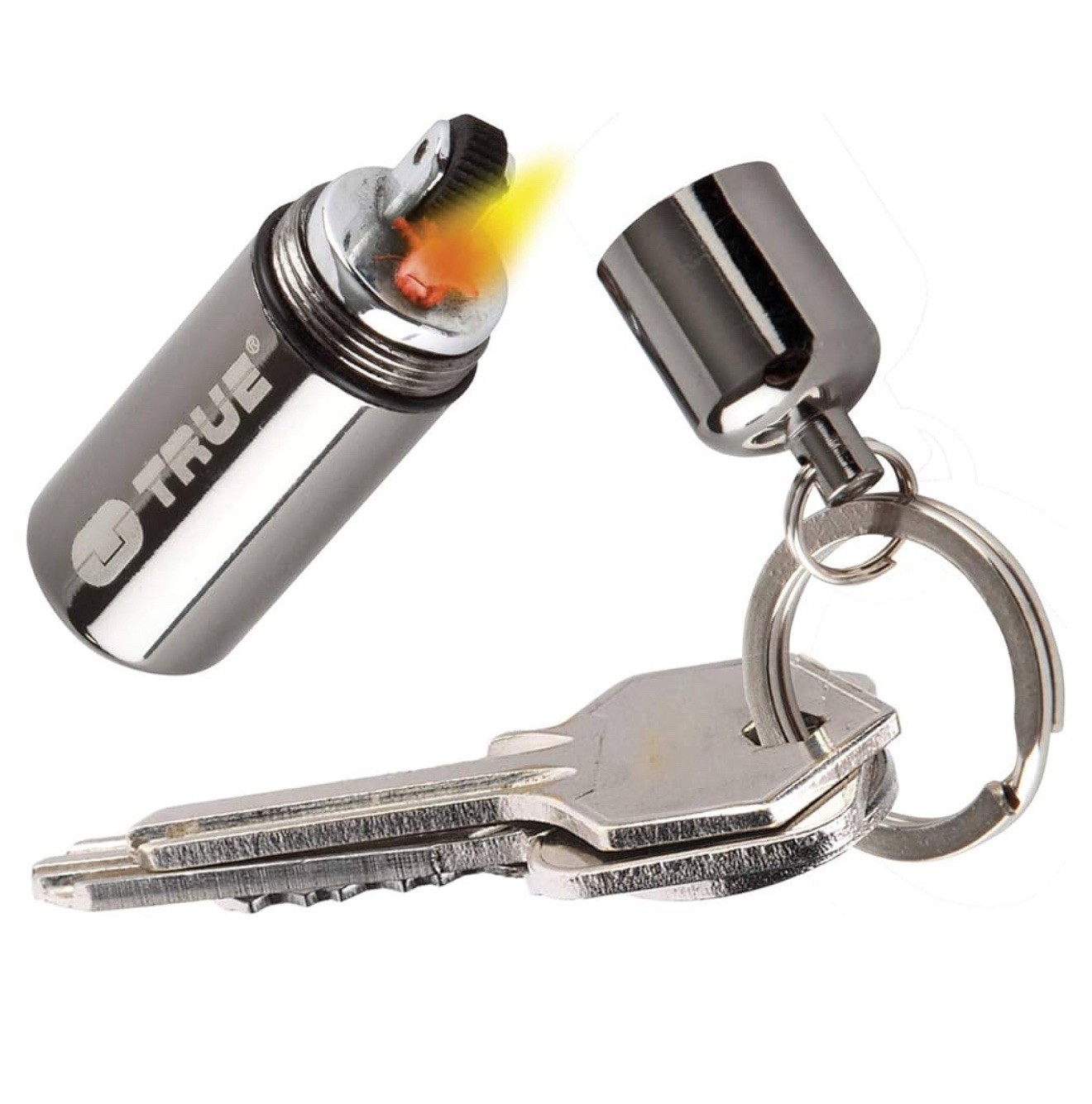 TRUE UTILITY FIRESTASH 1.77" MINI WATERPROOF CAPSULE Survival Keyring Carabiner