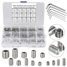 340Pcs Metric Hex Socket Head Cup Point Set Screws Assortment Kit, 304 Stainless