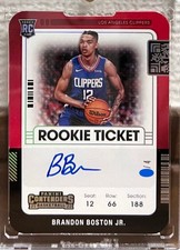 Brandon Boston Jr. RC Auto /4 Panini Contenders Lakers Rookie Autograph