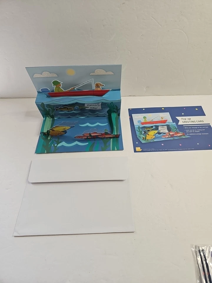 Feliz Día del Padre Pop Up Tarjeta de Geeting Pesca Amante de los Peces Pop Saludos Foto 2 de 4