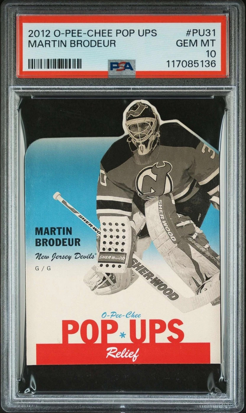 Martin Brodeur #PU-31 Hockey Cards 2012 O-Pee-Chee trading card — raw and PSA graded price guide