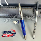 MONTBLANC Meisterstück 163 Blue Wave Rollerbal Pen Silver Trim Fine w/Box_Bid — photo 1