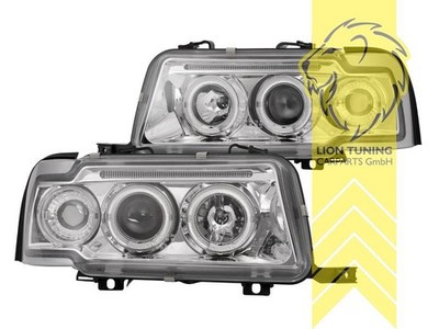 LED Angel Eyes Scheinwerfer für Audi 80 B4 Limousine Avant Coupe Cabrio chrom