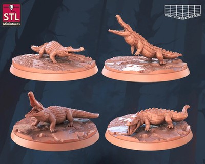 Krokodil Miniatur Set Alligator Sumpf Monster Figur für TTRPG's wie D&D 5e DSA