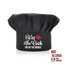 Queen Funny Chef Hat Black Fully Adjustable, Baking Party blazing red lips