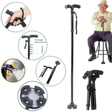 Walking Cane with LED Light Folding Walking Stick Adjustable Free Standing Canes