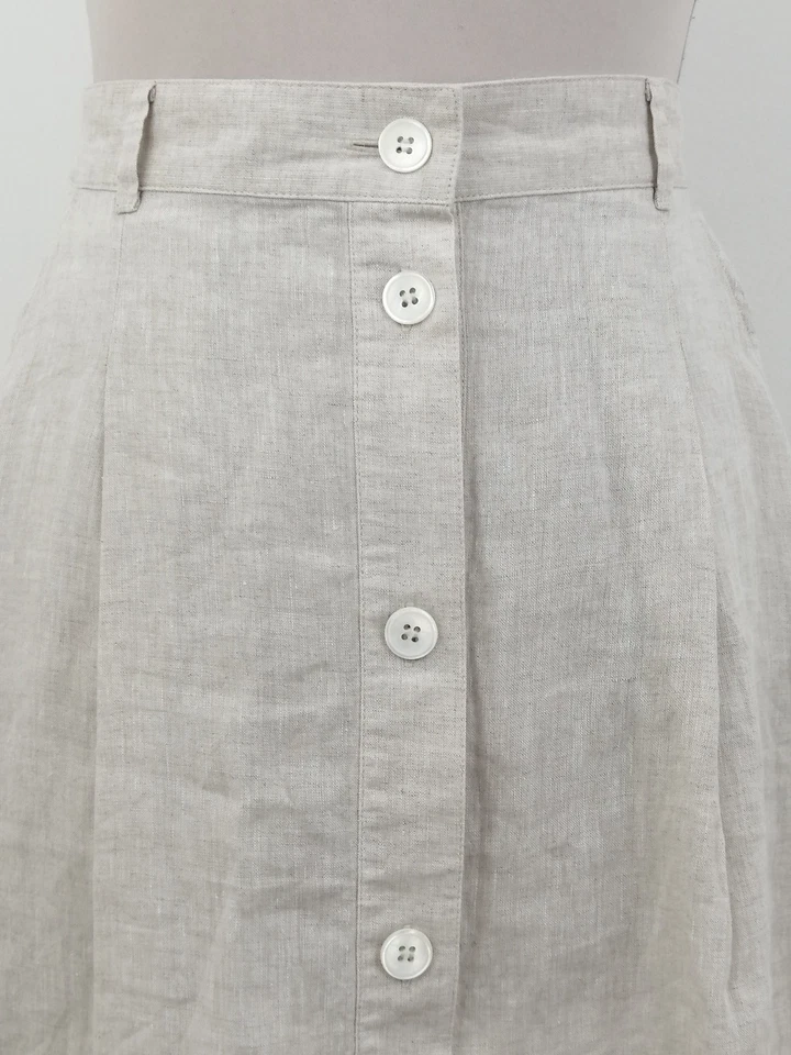 Comptoir Des Cotonniers Women's Skirt Size 8 Linen Long Button Pleat New F1 — 第 2/4 张图片