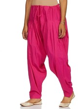 Women Pure Cotton Patiala Women's  Girl Semi Salwar Pants Regular Pink