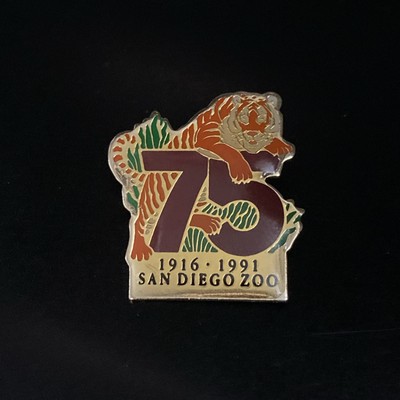 VTG 1991 San Diego Zoo 75 Years Anniversary Tiger Hat Lapel Pin
