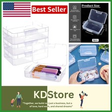 4 Pack Clear Plastic Storage Boxes Large 5.5x3.35x1.5 Organizer with Hinged L...