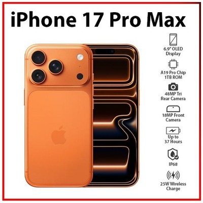 NEW Apple iPhone 17 Pro Max 12GB+1TB ORANGE Dual SIM Unlocked iOS Mobile Phone