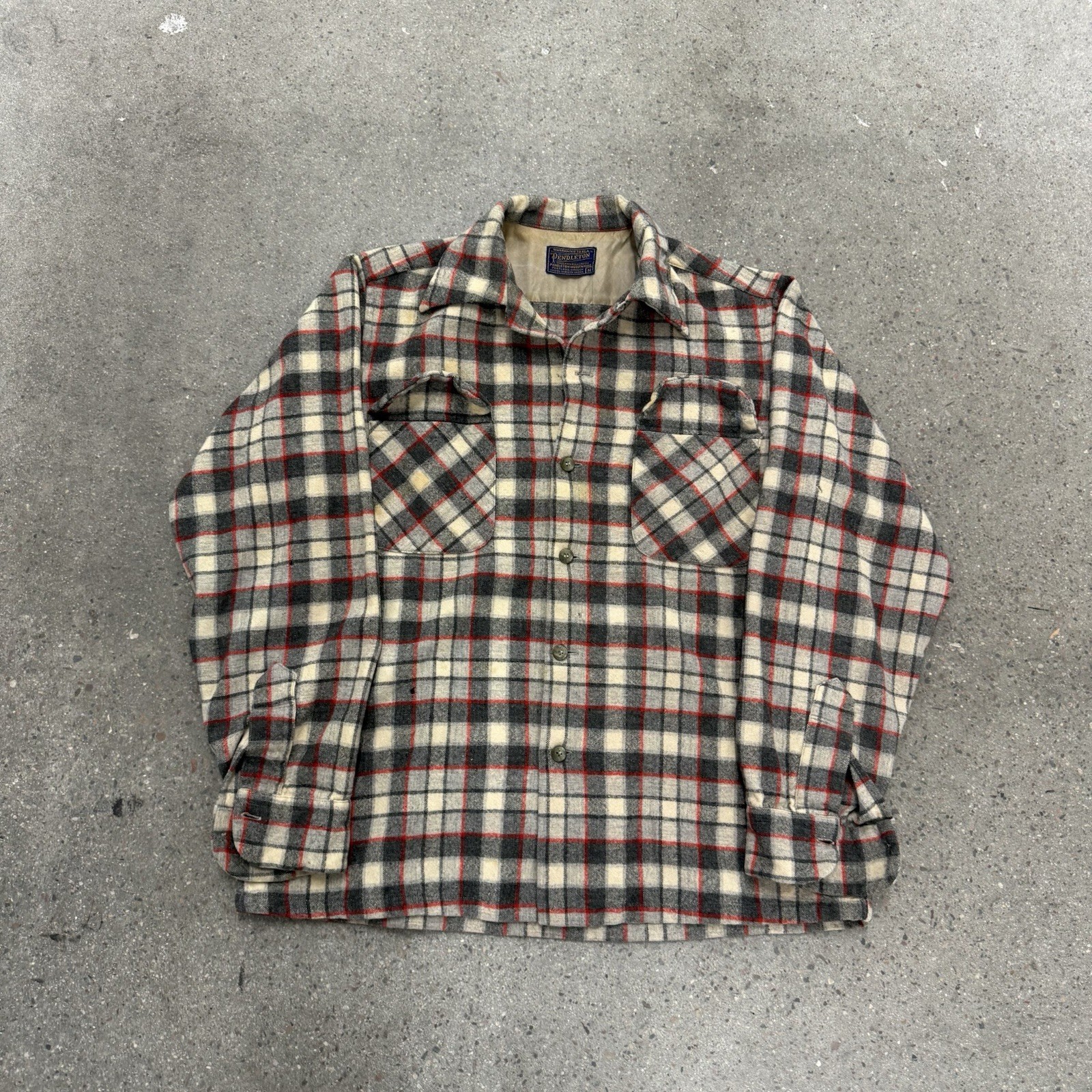 Vintage Pendleton loop collar flannel 100% wool s… - image 1