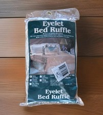 Vintage Eyelet Bed Ruffle Cream Twin Size Gathered 14 Inch Drop