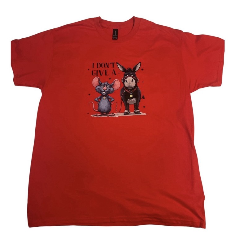 Women’s Red 100% Cotton “I Don’t Give a Rats” Short Sleeve T Shirt SZ Large NWT