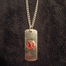Diabetic Medical Alert ID necklace -USA made, Diabetic engraved