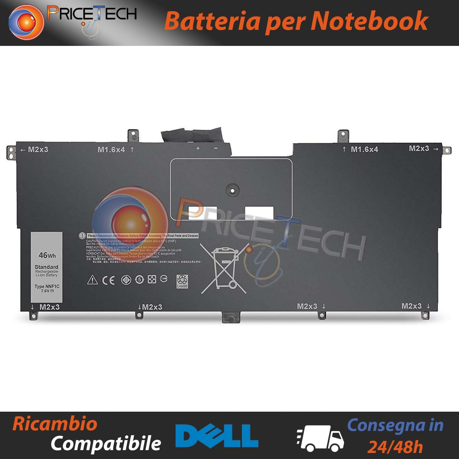 Batteria Professionale NNF1C Dell XPS 13 9365 | 7.6V 46Wh Certificata