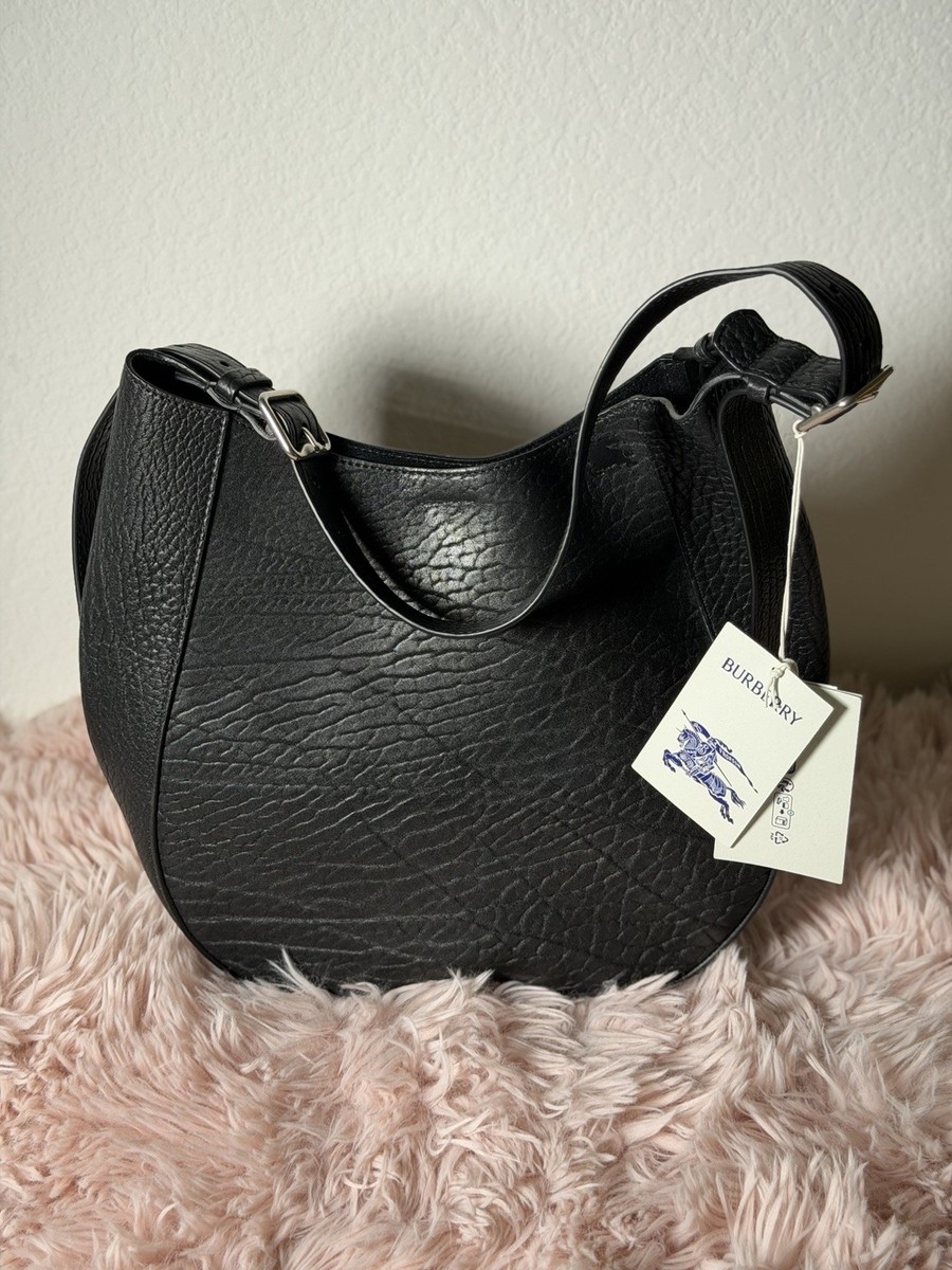 バッグ Burberrys Black Pebbled Leather Handbag Burberry Pebbled Black Leather Shoulder Bag with Original Dust Bag