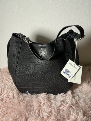 Burberry Pebbled Black Leather Shoulder Bag with Original Dust Bag