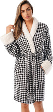 Sherpa Trim Plush Robe for Women