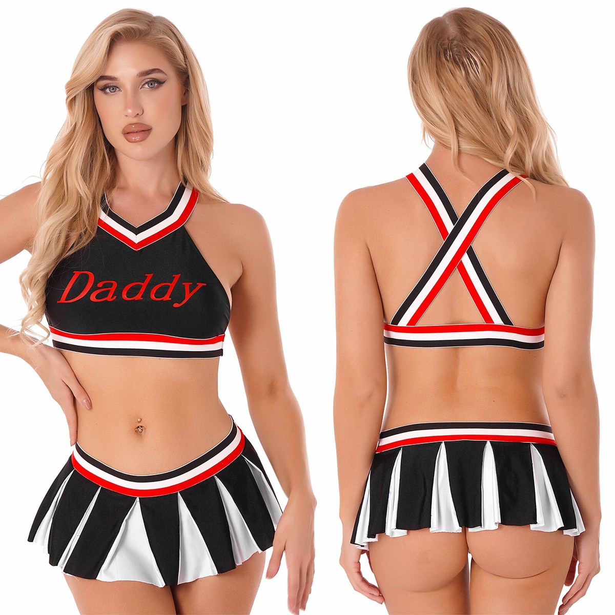 Womens Cheerleading Outfits Cosplay Costume Lingerie Nightwear with Miniskirt