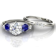 2.1 CT CZ Bridal Wedding Ring Set Silver Plated Elegant Ring For Valentine Gifts