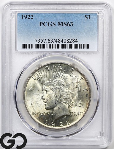 1922 Peace Dollar, PCGS MS-63 ** Nice Mint Cartwheel Luster!