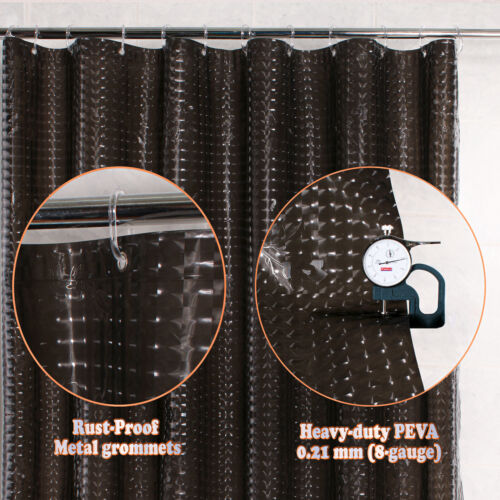 3D PEVA Shower Curtain Liner Heavy 8G Semi Transparent Plastic 70 x 72 in + Hook - Picture 30 of 129