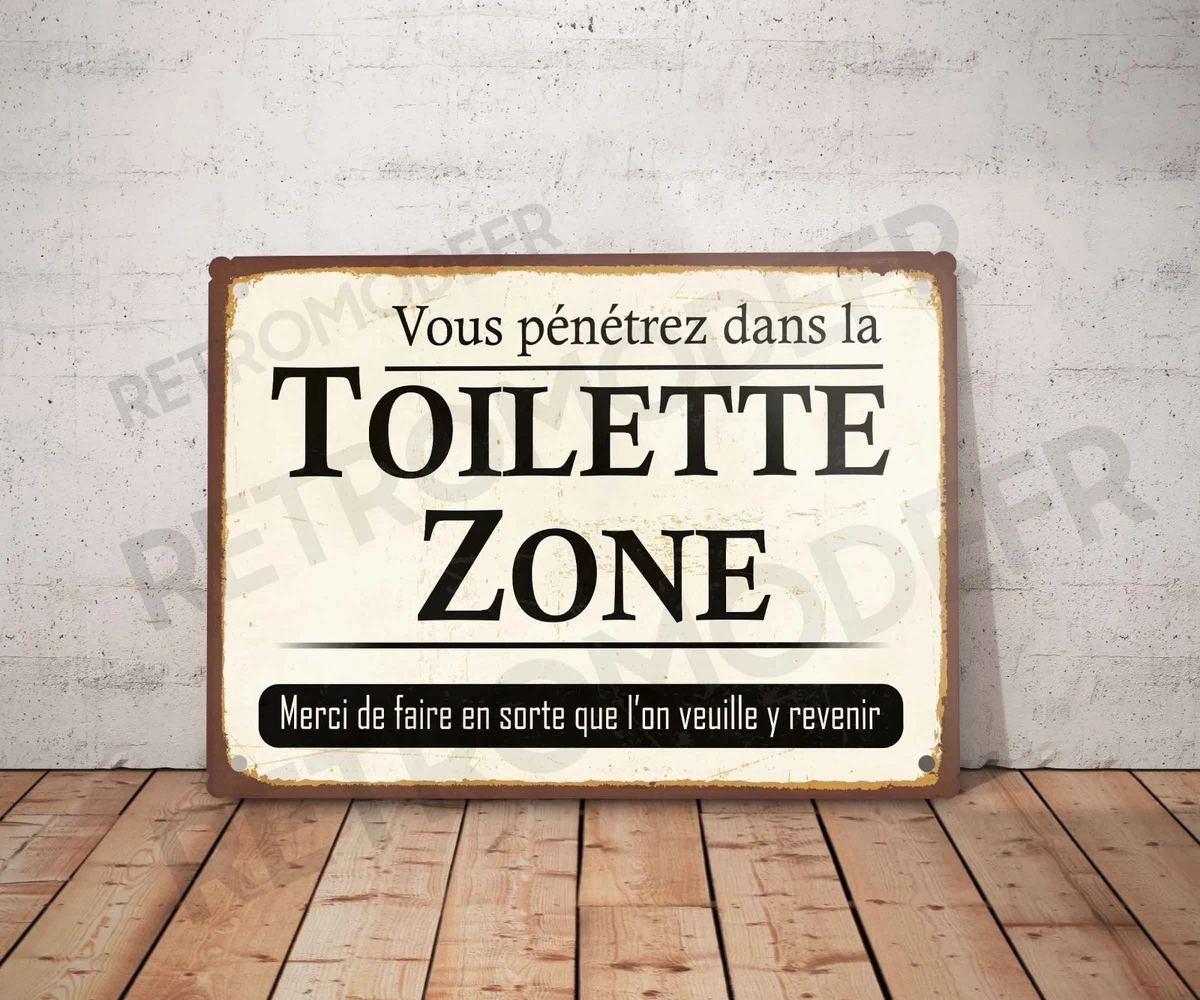 Plaque Vintage TOILETTES En Acier Patiné - Déco Industrielle Rare