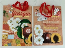Trader Joe's NWT 💚 REUSABLE GROCERY 🍑 GEORGIA GA PEACH SHOPPING TOTE GIFT BAG