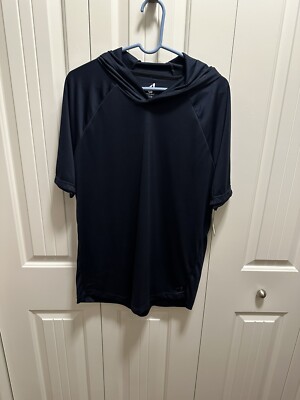NWT Alive Mens Activewear Hooded Shirt Navy Blue Qwick Dry Wicking Active