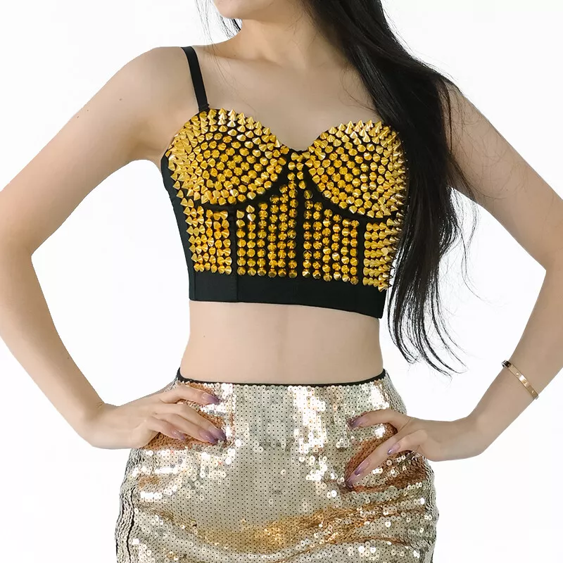 Womens Bustier Corset - Fashion Sequined Beading Crops Tops Bra