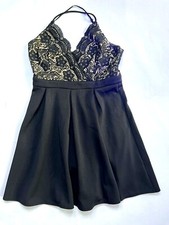 Francesca Lace Strappy Fit & Flare Large Cocktail Party Dress Black L