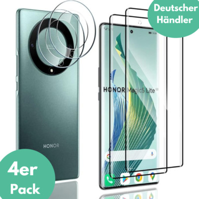 2X Schutzglas für Honor Magic 5 Lite Display Kamera Panzerfolie Hartglas 3D  