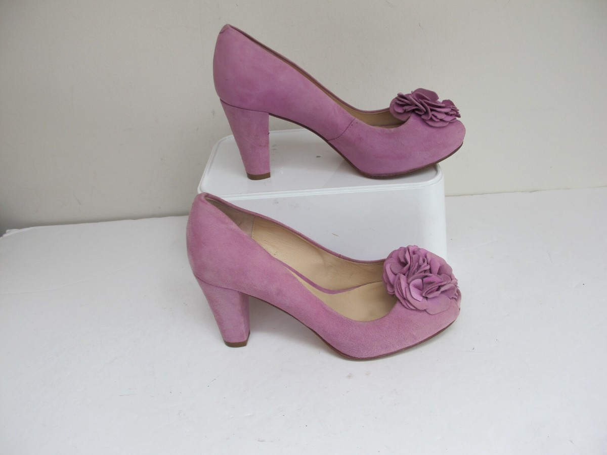 Size UNISA Lilac Suede Heels All Leather Slip On- Peep Toe VGC