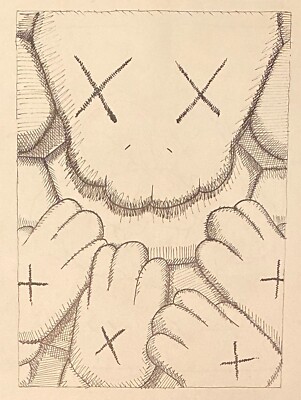 Kaws Drawing on paper (Handmade) signed and stamped Ink. | eBay
